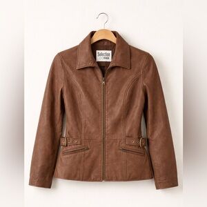 Vintage Brown Leather Jacket Medium Selections